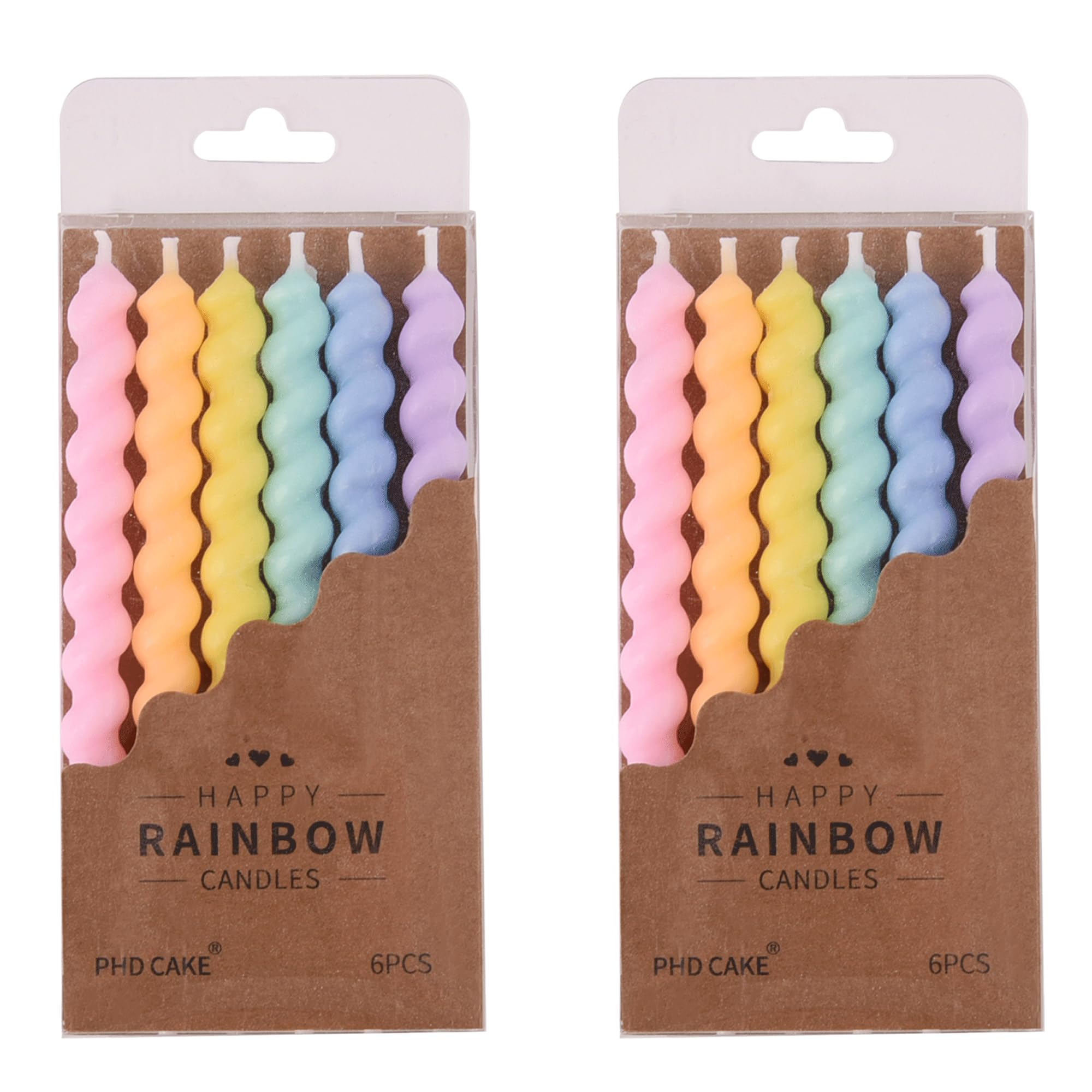 PHD CAKE 12-Count Macaron Spiral Birthday Candles elegant twisted design on cake