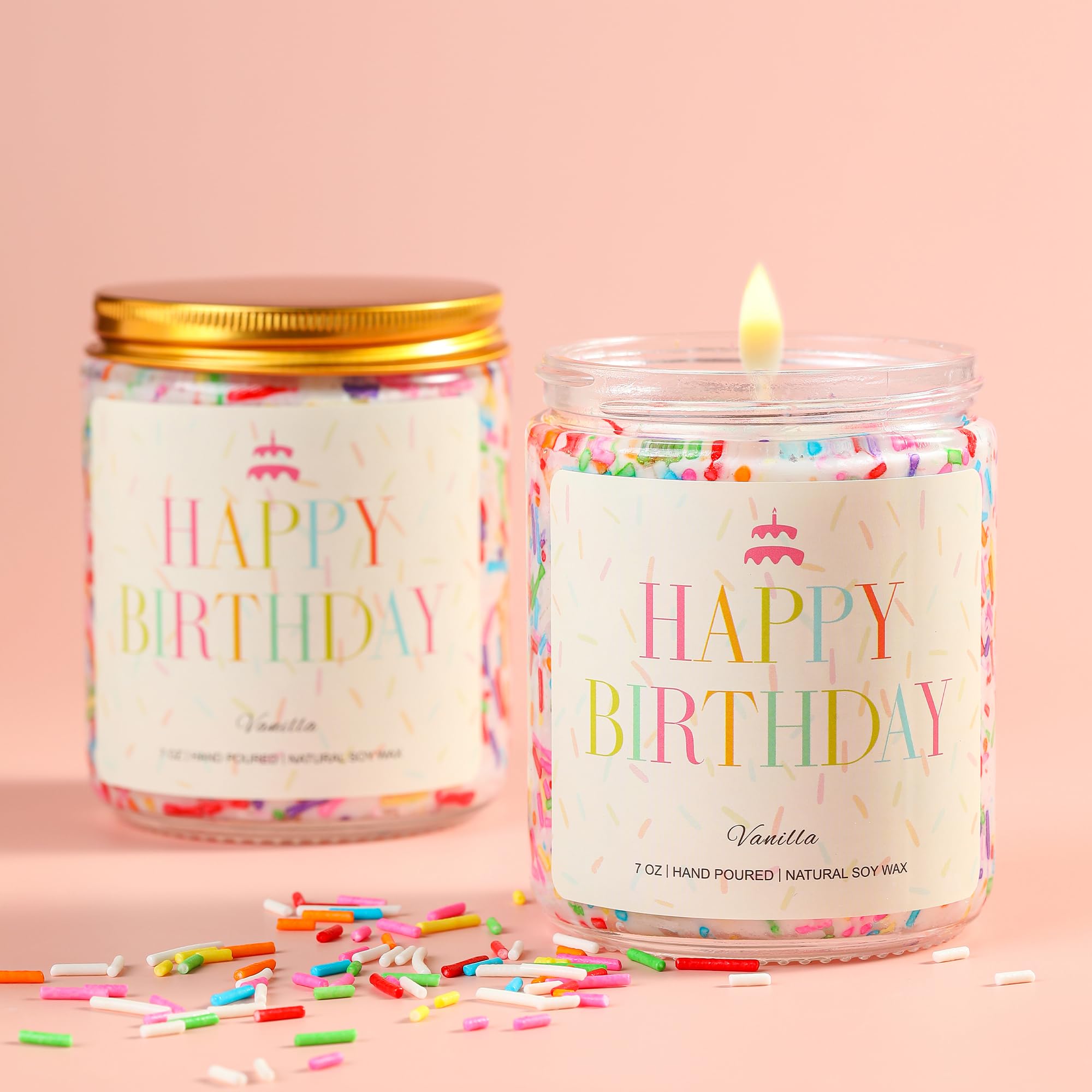 Gift-ready packaging for PHD CAKE Happy Birthday Candle sprinkle box with ribbon