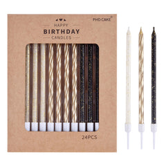 PHD CAKE gold long thin birthday candle on cake