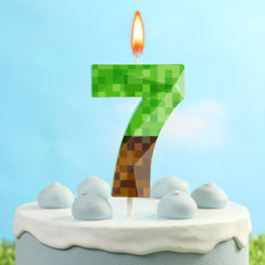 Green Miner Number Candle with holder by PHD CAKE