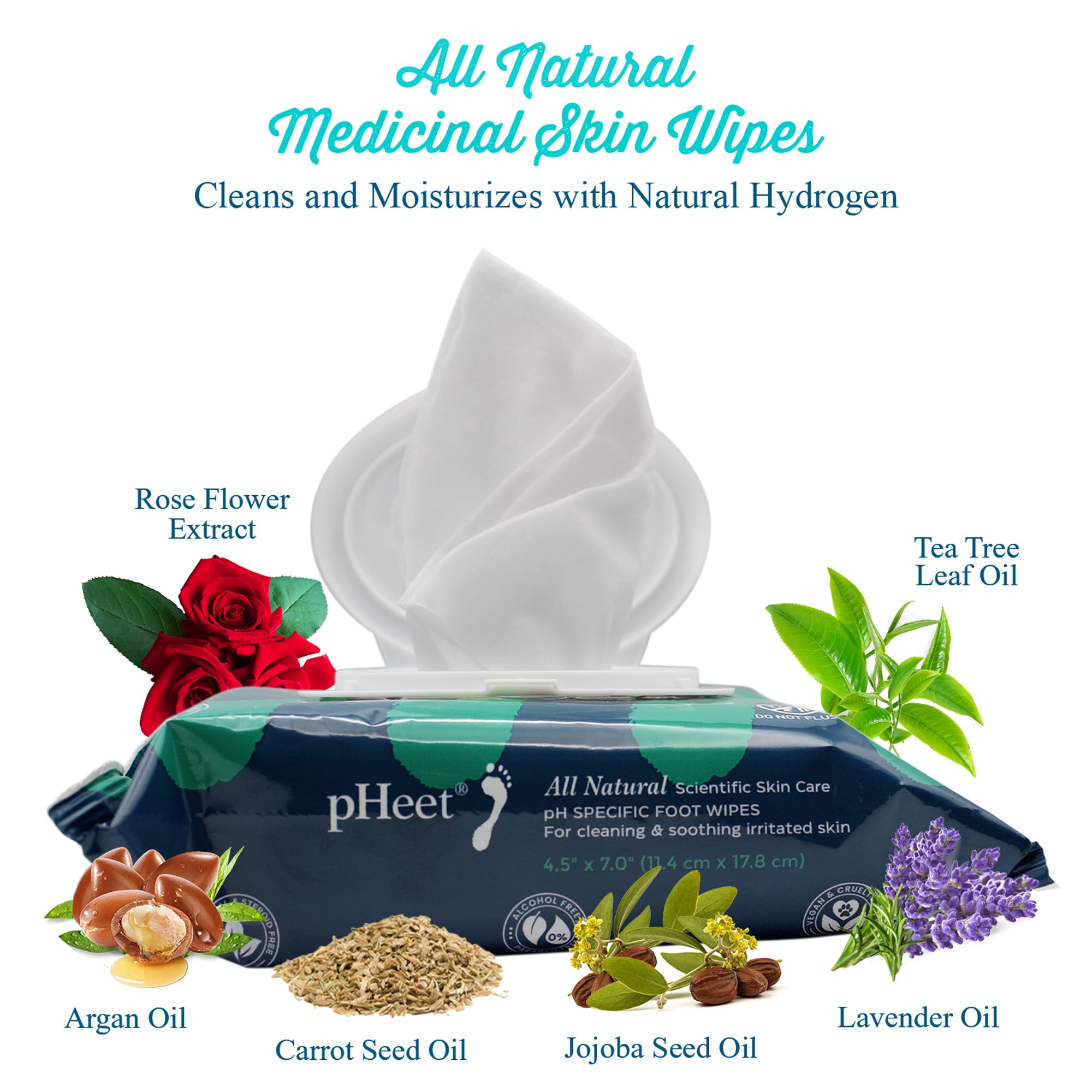 pHeet foot wipes all natural antifungal antibacterial formula