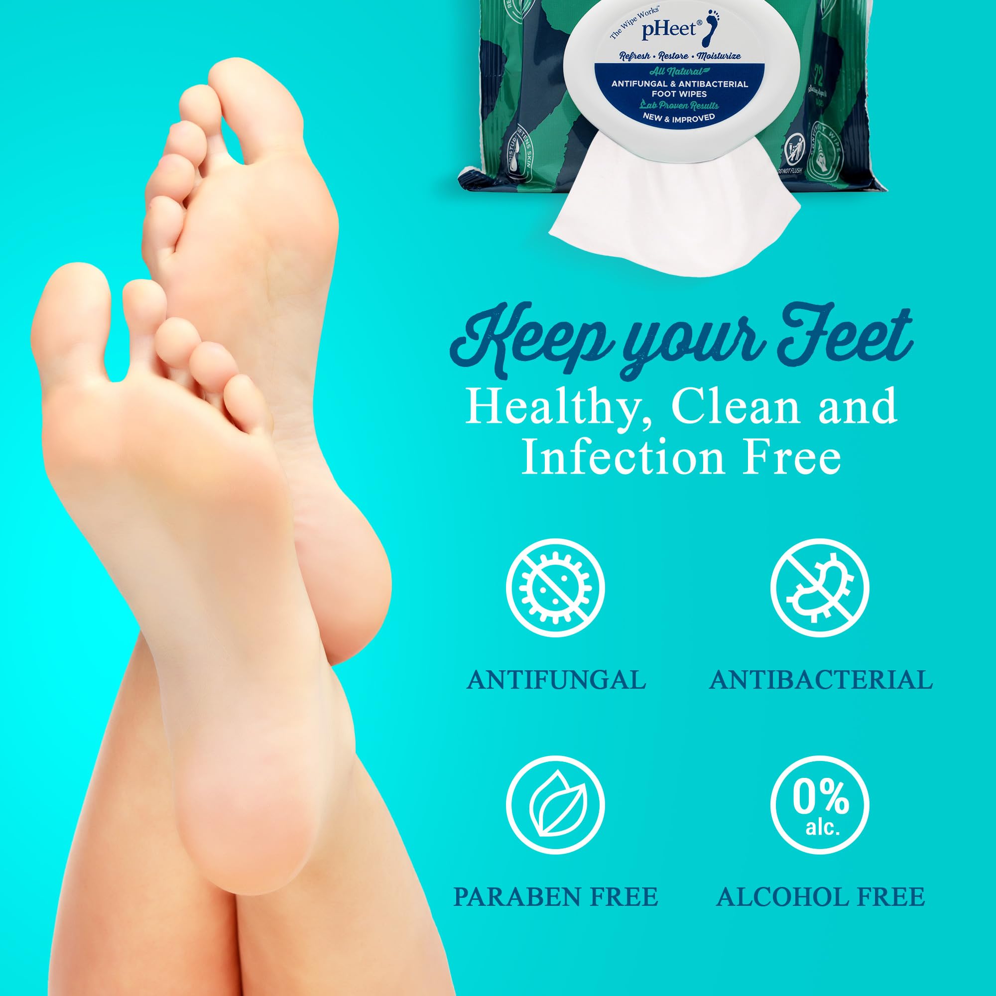pHeet podiatrist-developed formula foot wipes