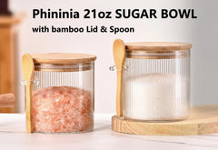 Airtight Phininia sugar container showing bamboo lid and silicone seal