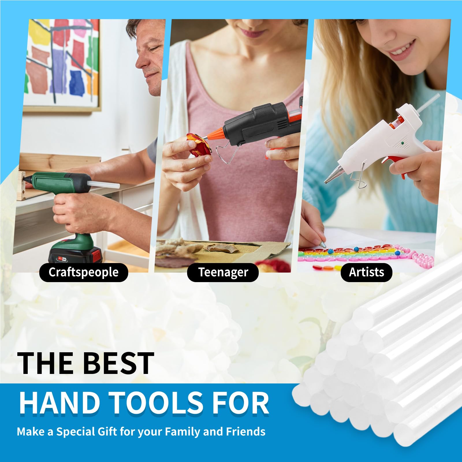 Indoor and outdoor use hot glue sticks by Phinus