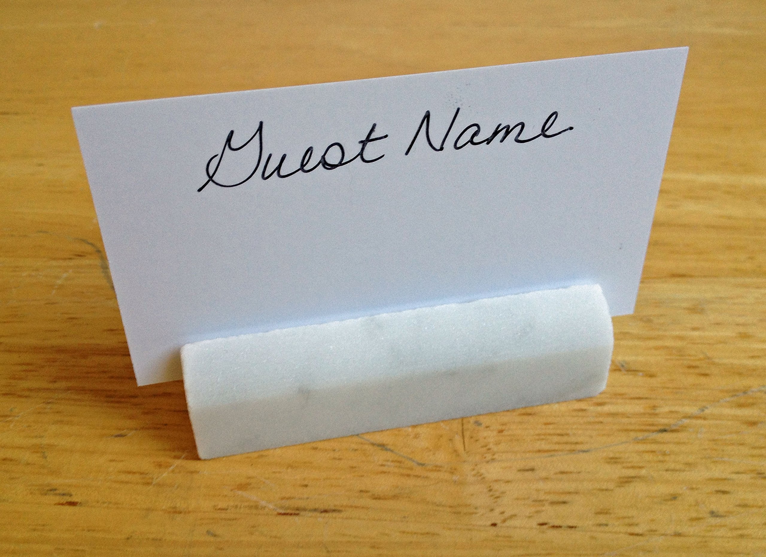 Recipe card holders in a kitchen using marble base