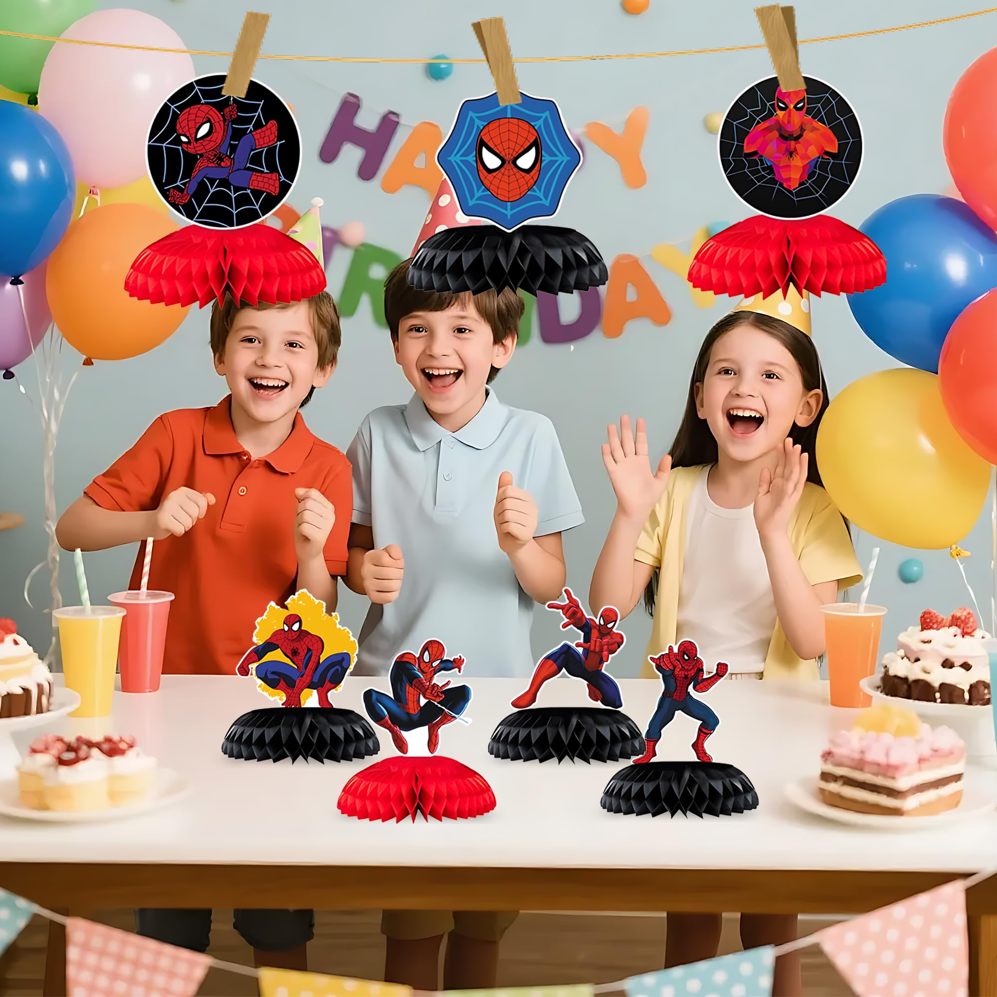 Photo backdrop and dessert table honeycomb decorations