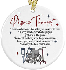 Physical Therapist Ornament wheel chair definition ceramic Christmas ornament by Pink Posies and Pearls
