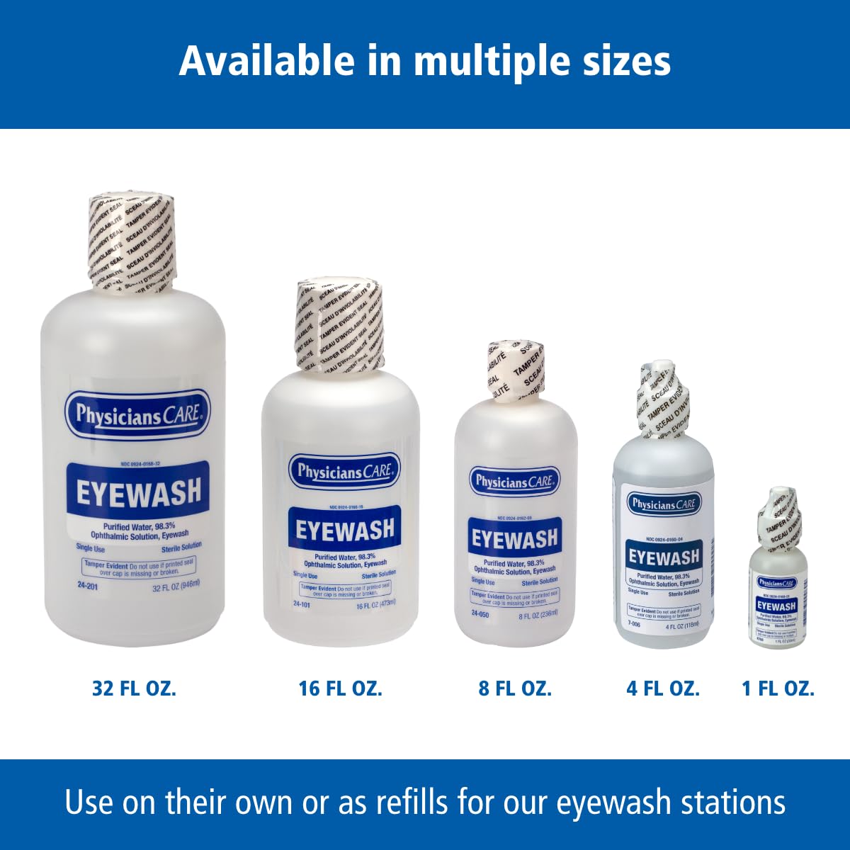 Sterile eye wash solution to flush irritants