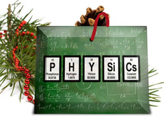 Physics Periodic Table of Elements glass Christmas ornament on tree
