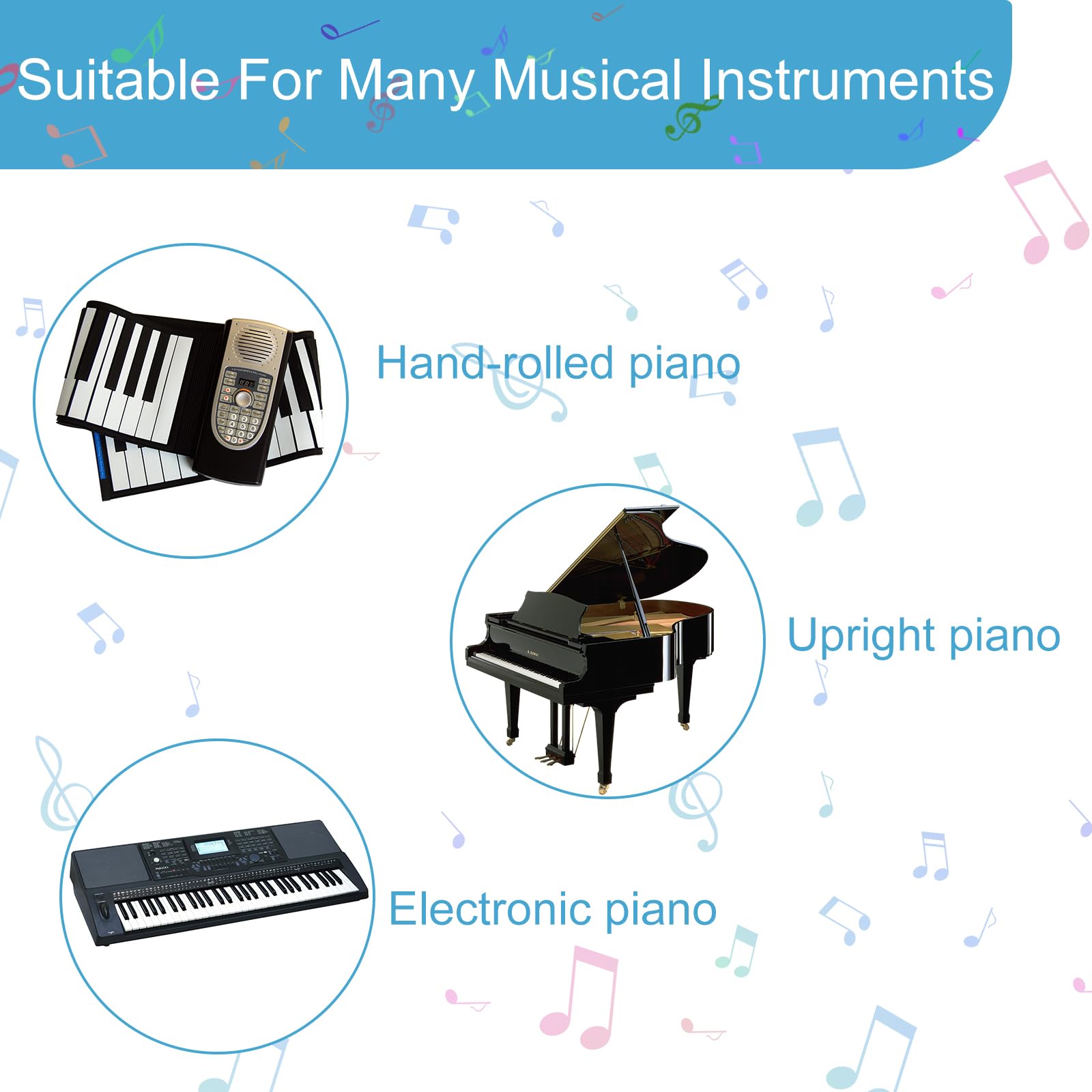 Piano key label guide included with set