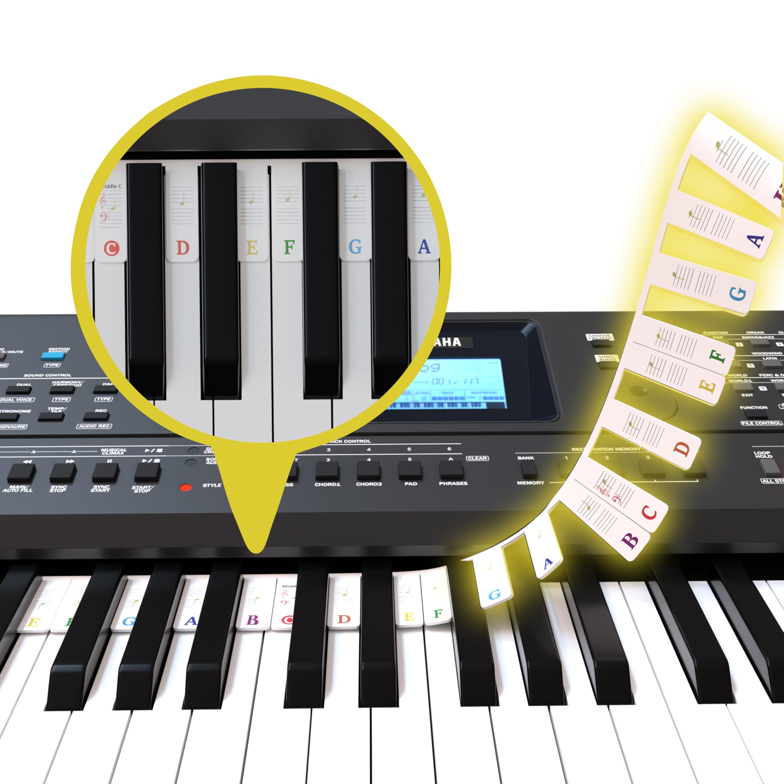 88-key BELFORT piano note labels silicone