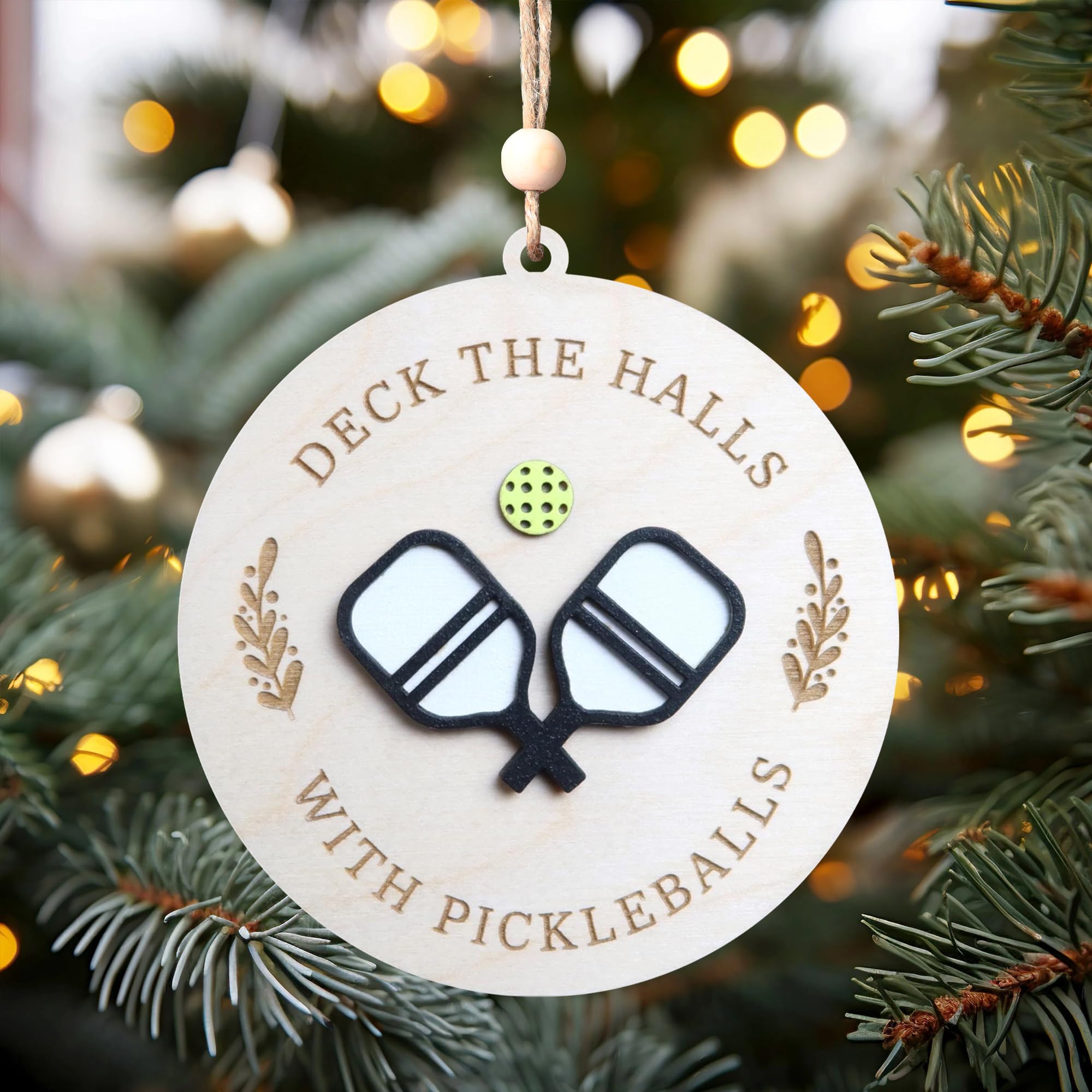 pickleball ornament ta05-1 closeup of paddles and ball