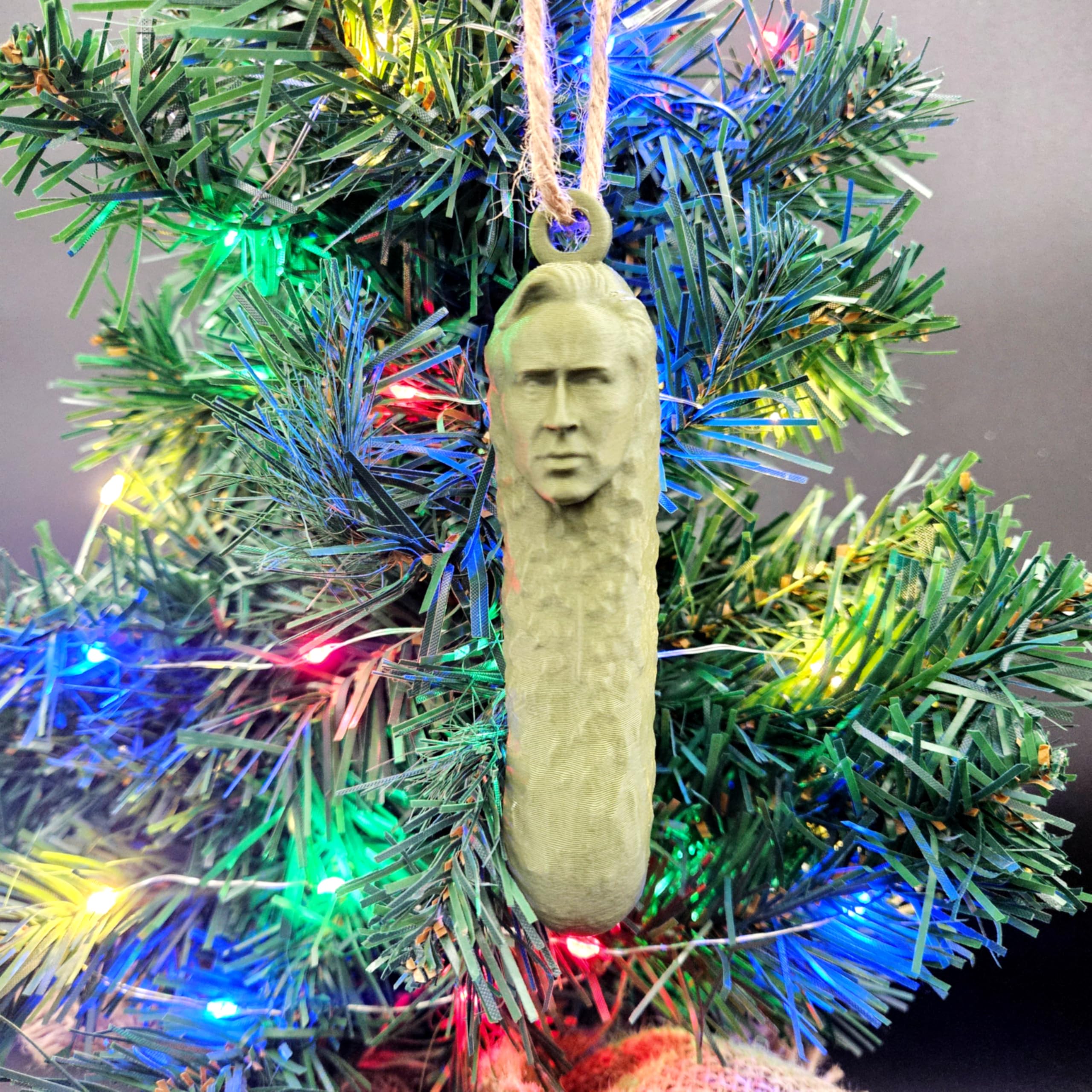 Ribbon included for hanging Pickolas Cage Christmas Ornament
