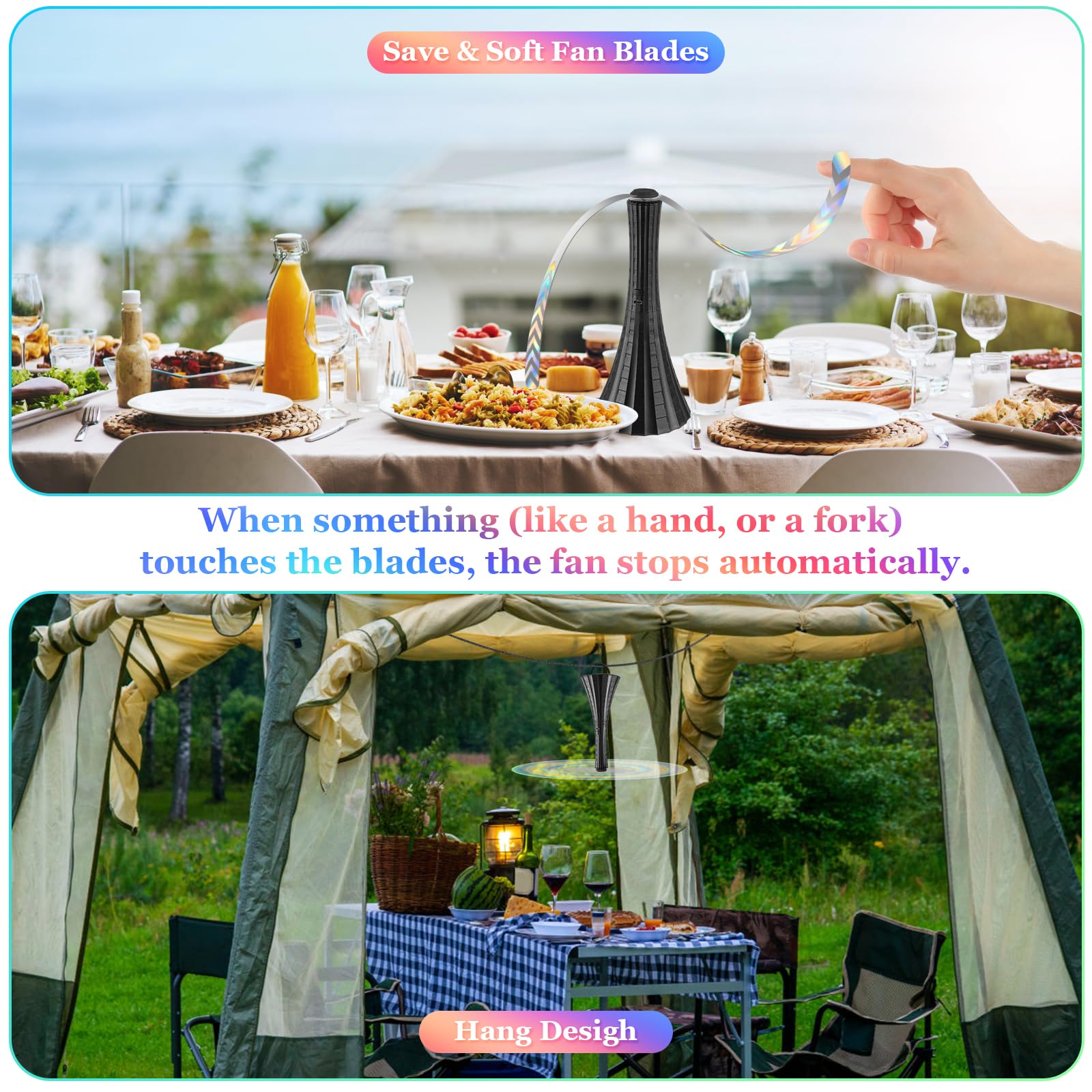 Picnic camping fly fan pack for outdoor meals