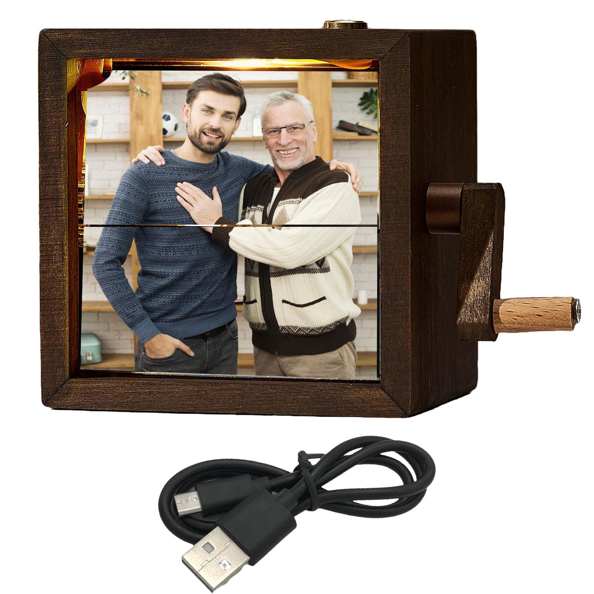 Self-assembly Picture Flip Box hand crank frame 3.2 inch