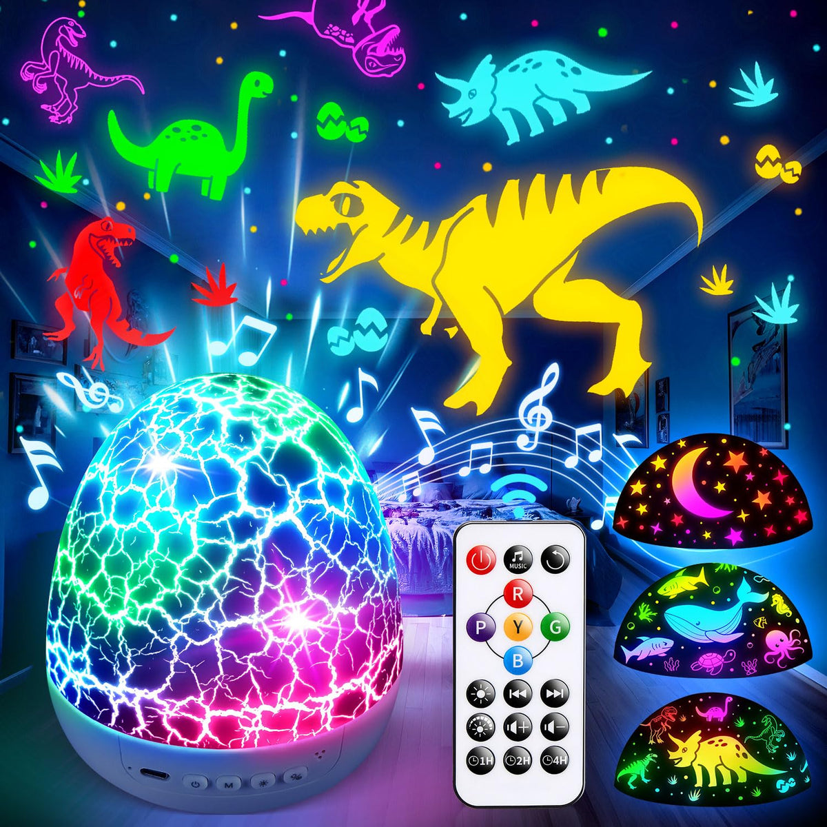 PIKOY dinosaur egg light night projector for kids