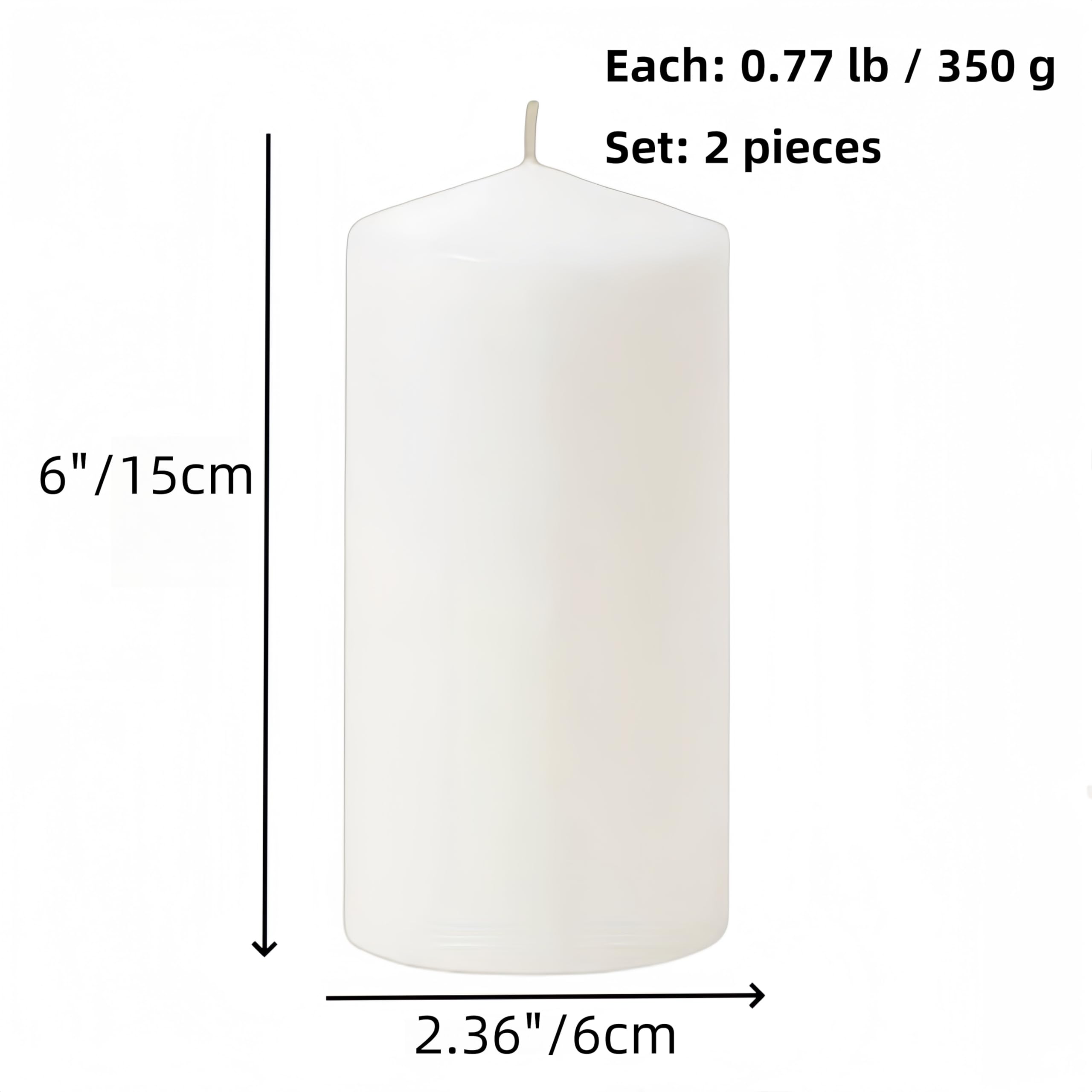 2.36 by 5.9 inch white pillar candle close up