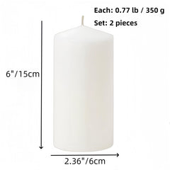 2.36 by 5.9 inch white pillar candle close up