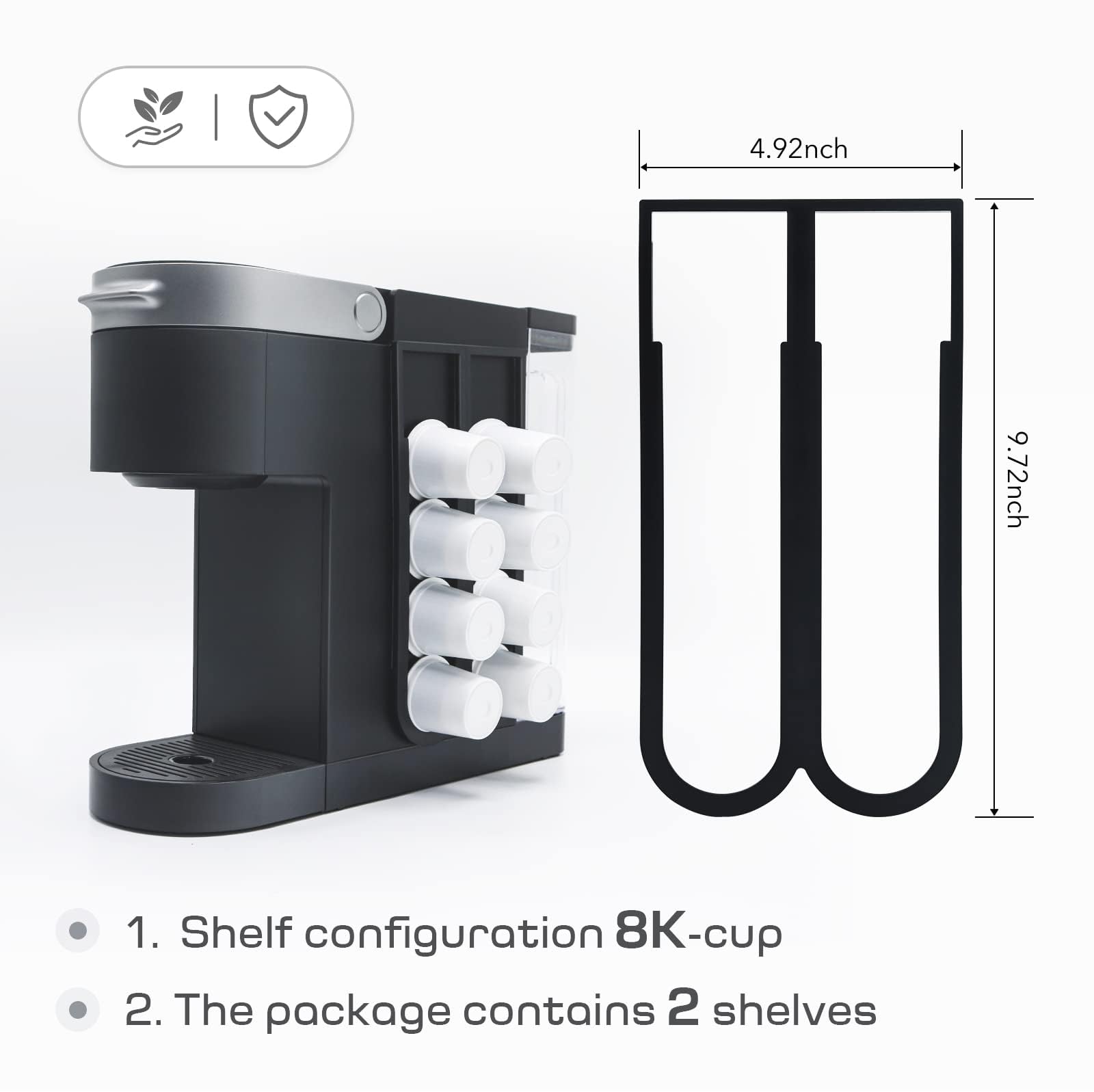 Pilloze side mount storage organizer for Keurig brewer
