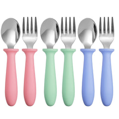 Pimoys toddler utensils set 6-piece forks and spoons
