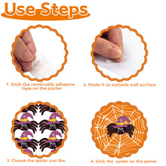 Poster cover and dot glues for pin the spider on the web set