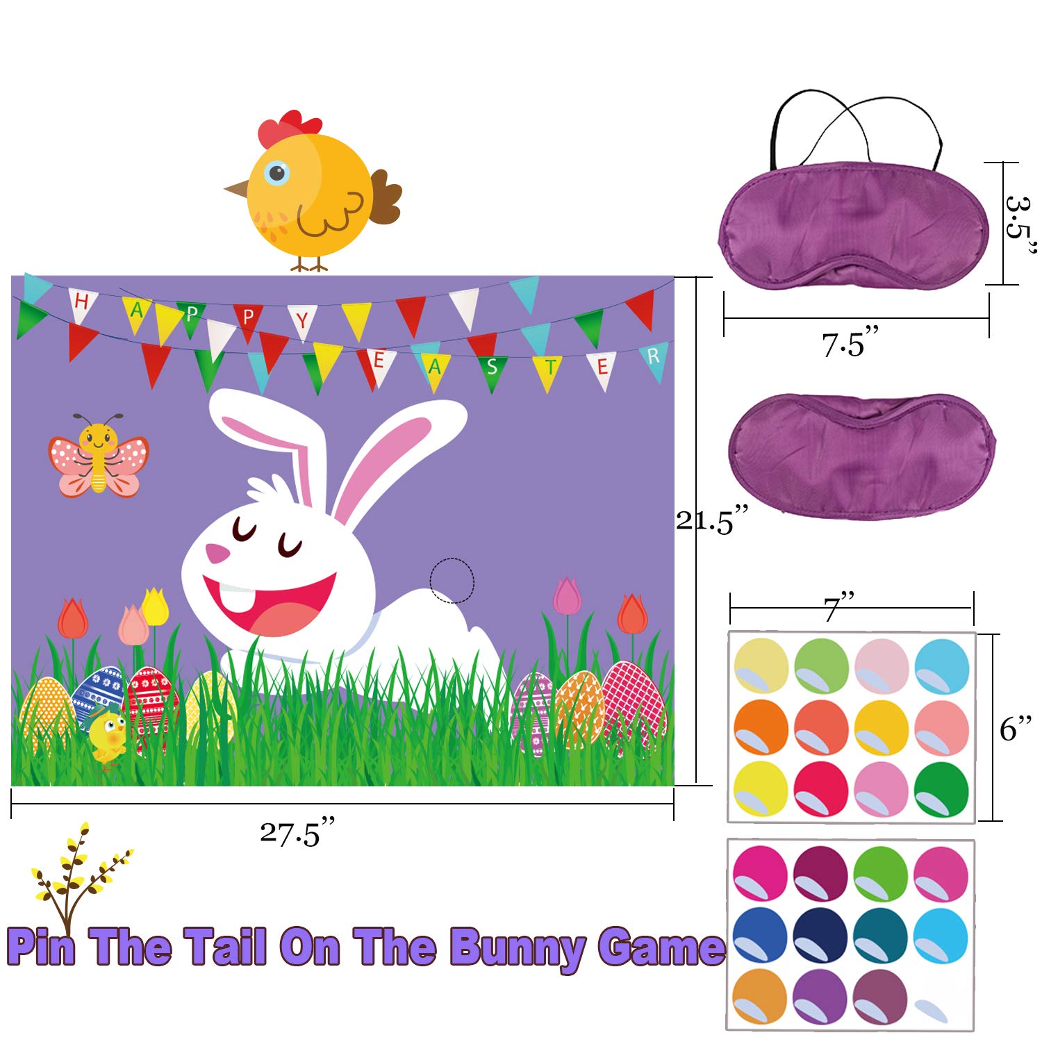 24 bunny tails for pin the tail game