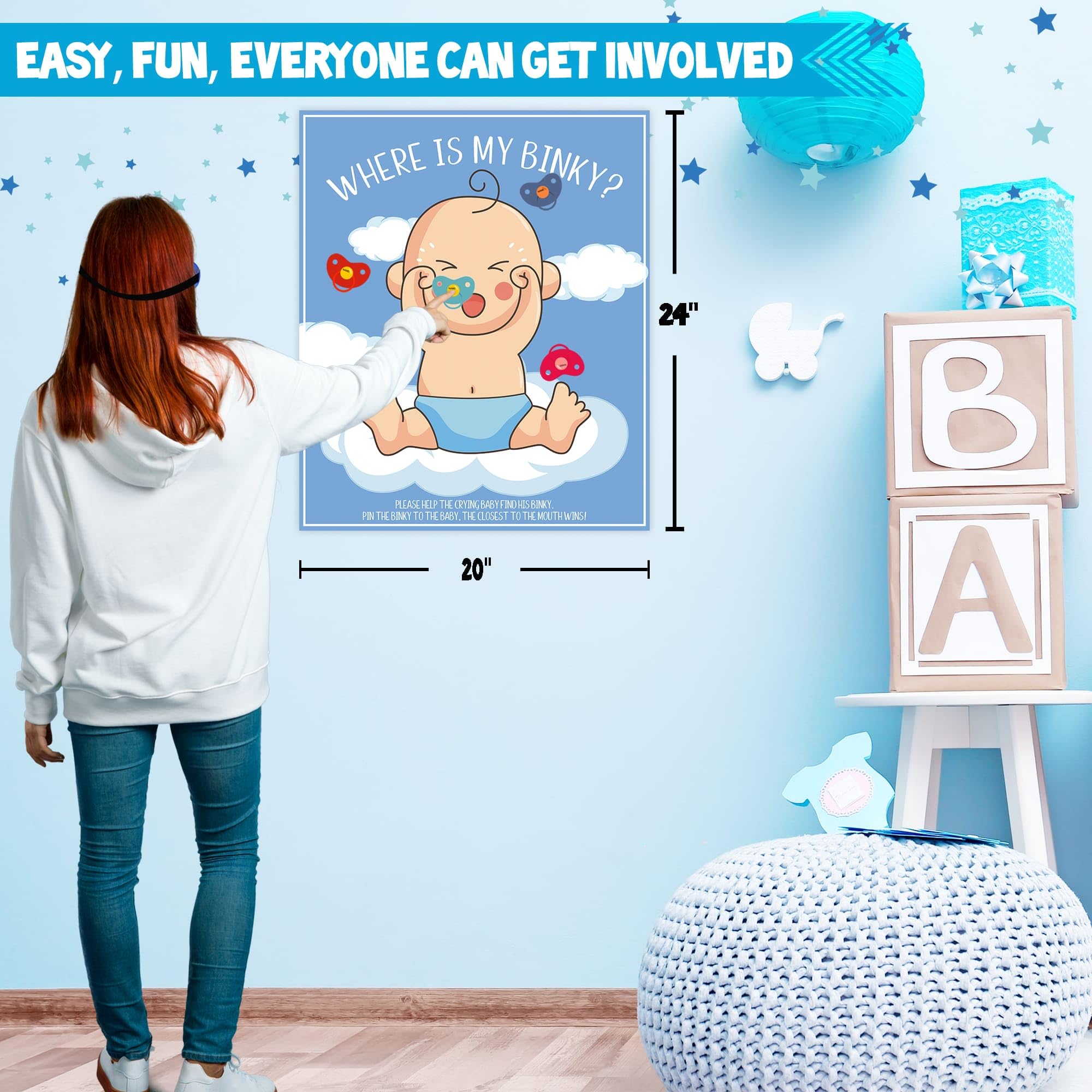 pin the pacifier on the baby game from Bemoor kit
