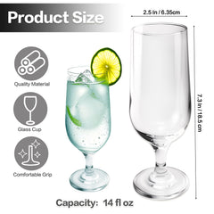 Pina Colada hurricane glasses 14 oz side angle