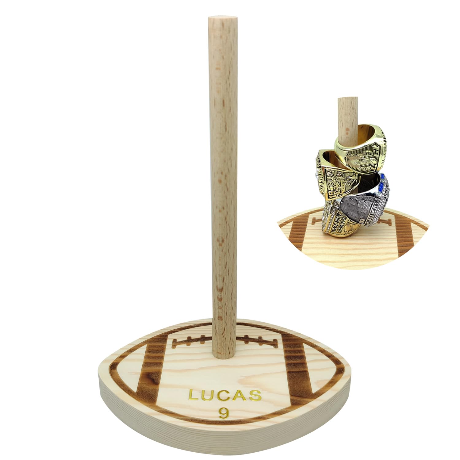 Display suitable for football baseball basketball rings and sports memorabilia