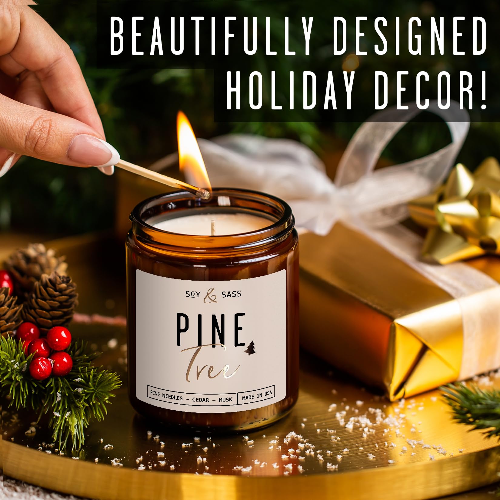 Pine Tree Soy Candle hand poured in USA