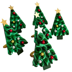 Pine tree napkin rings handmade craftsmanship close up