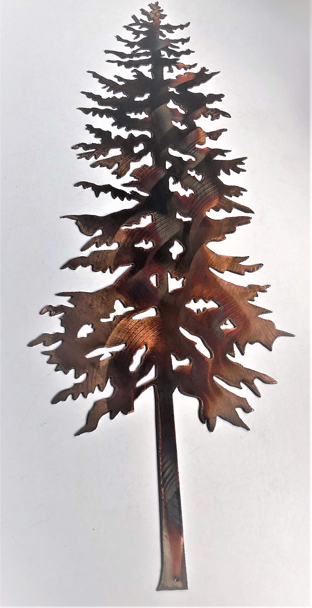 Pine tree metal wall art 22 inch tall front view