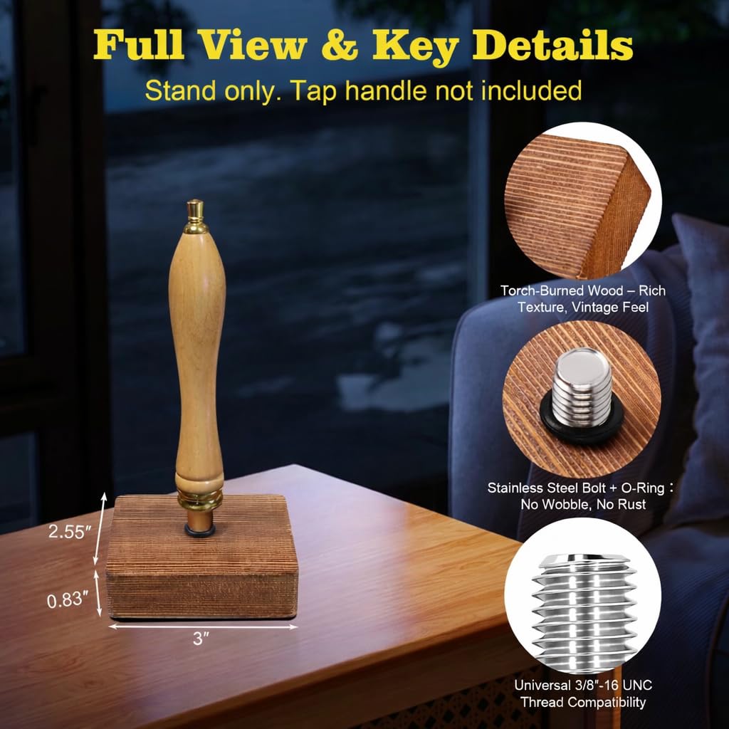 Pine wood beer barrel handle display with anti-slip pads