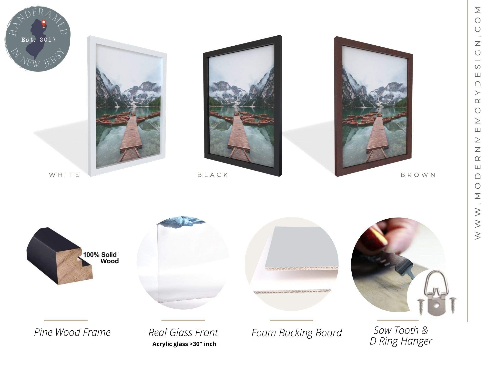 Wood grain finish black picture frame for wall decor