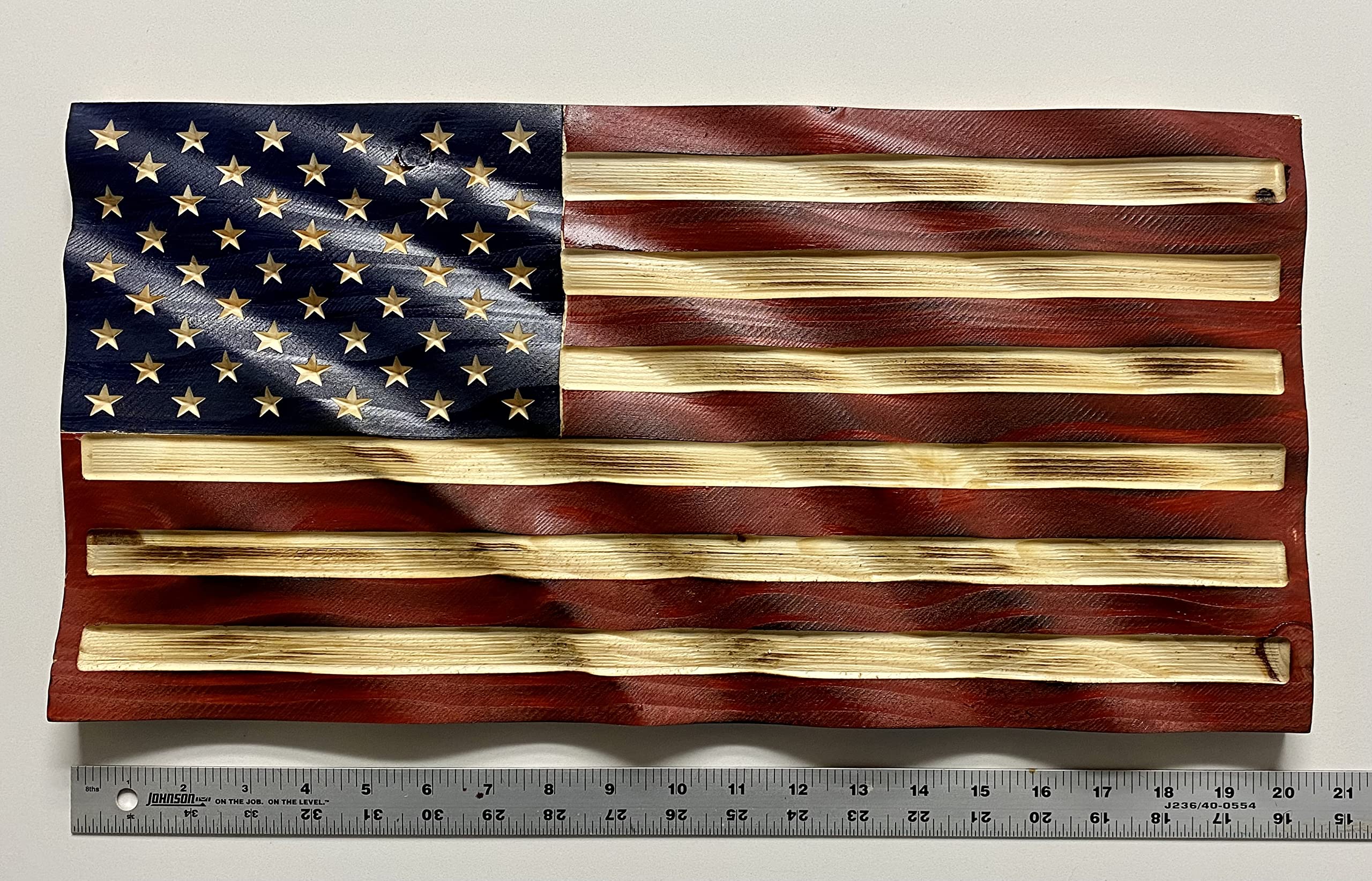 Pine wood flag wall decor with hanging bracket