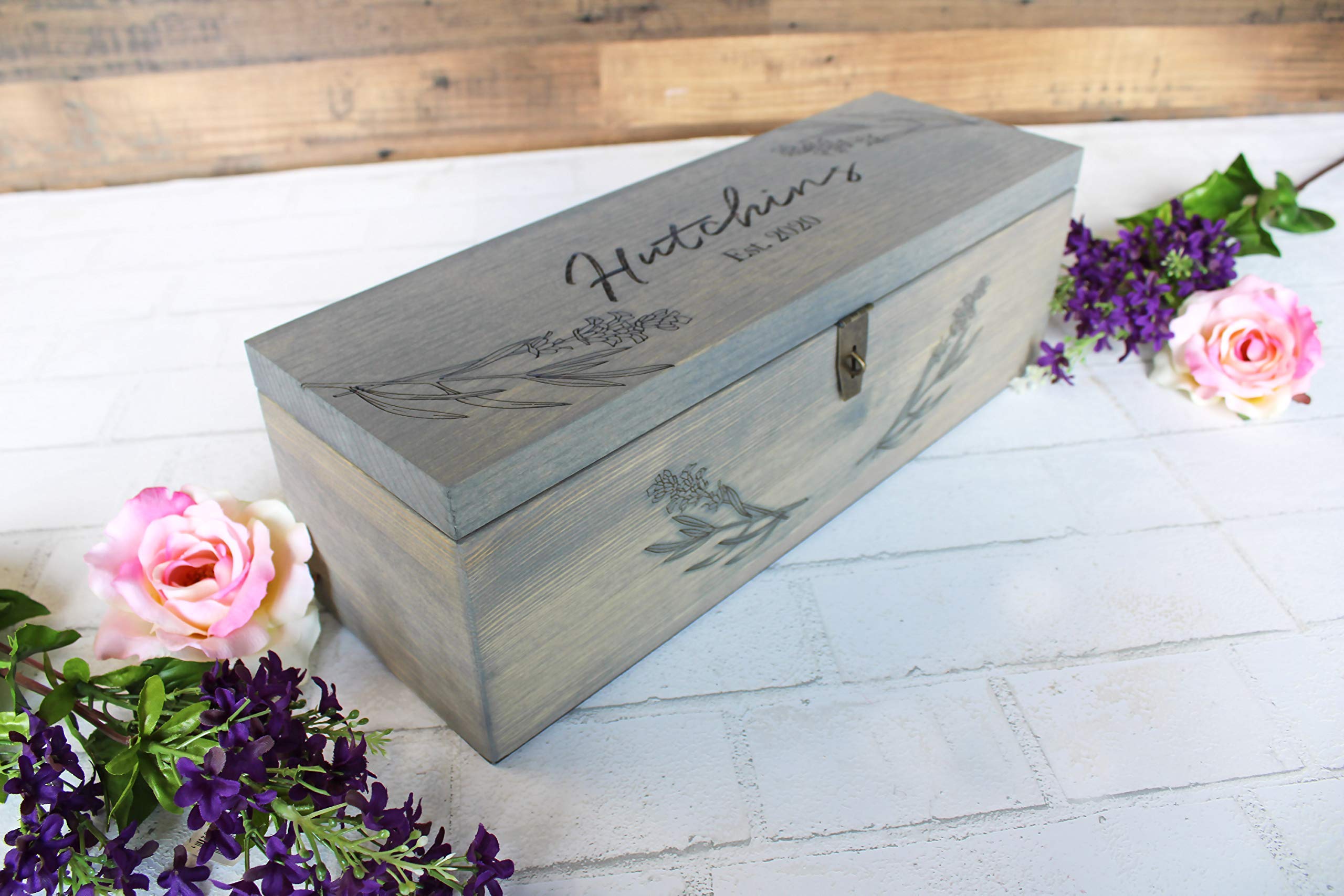 Pine wood wine box option with stain finish