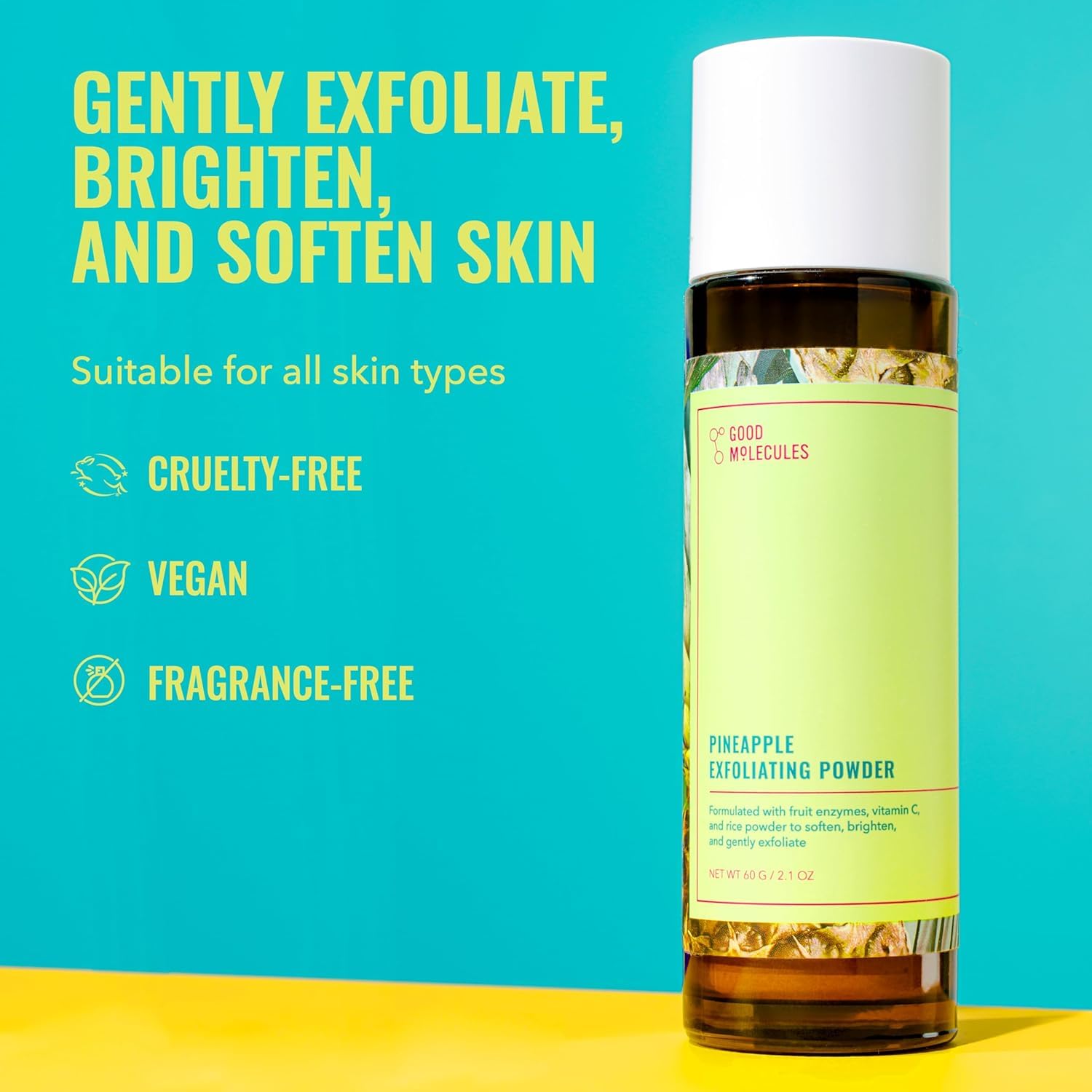 60 g pineapple exfoliating powder packaging by Good Molecules