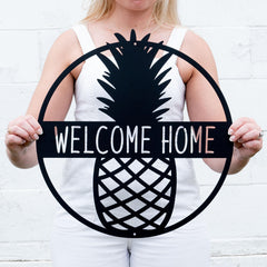 Pineapple wall decor metal sign in coastal style