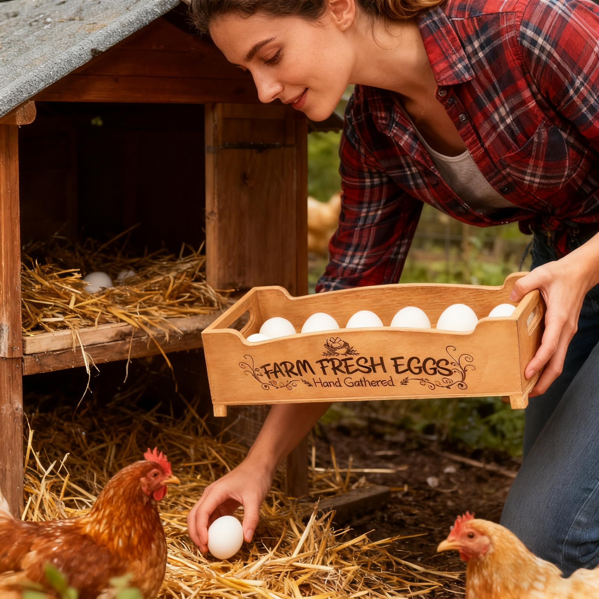 pinewood rustic farmhouse egg box countertop