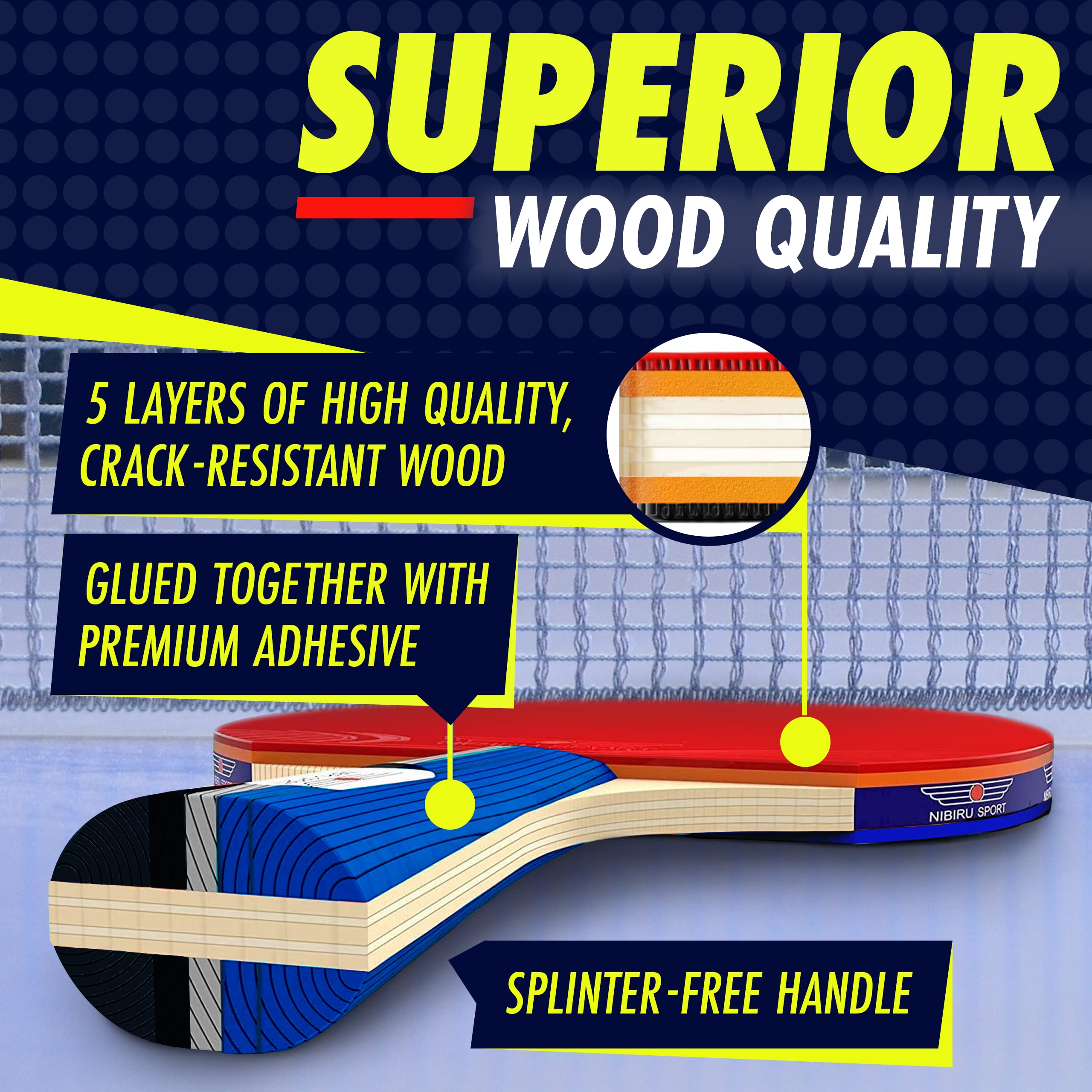 Six ping pong balls included in set