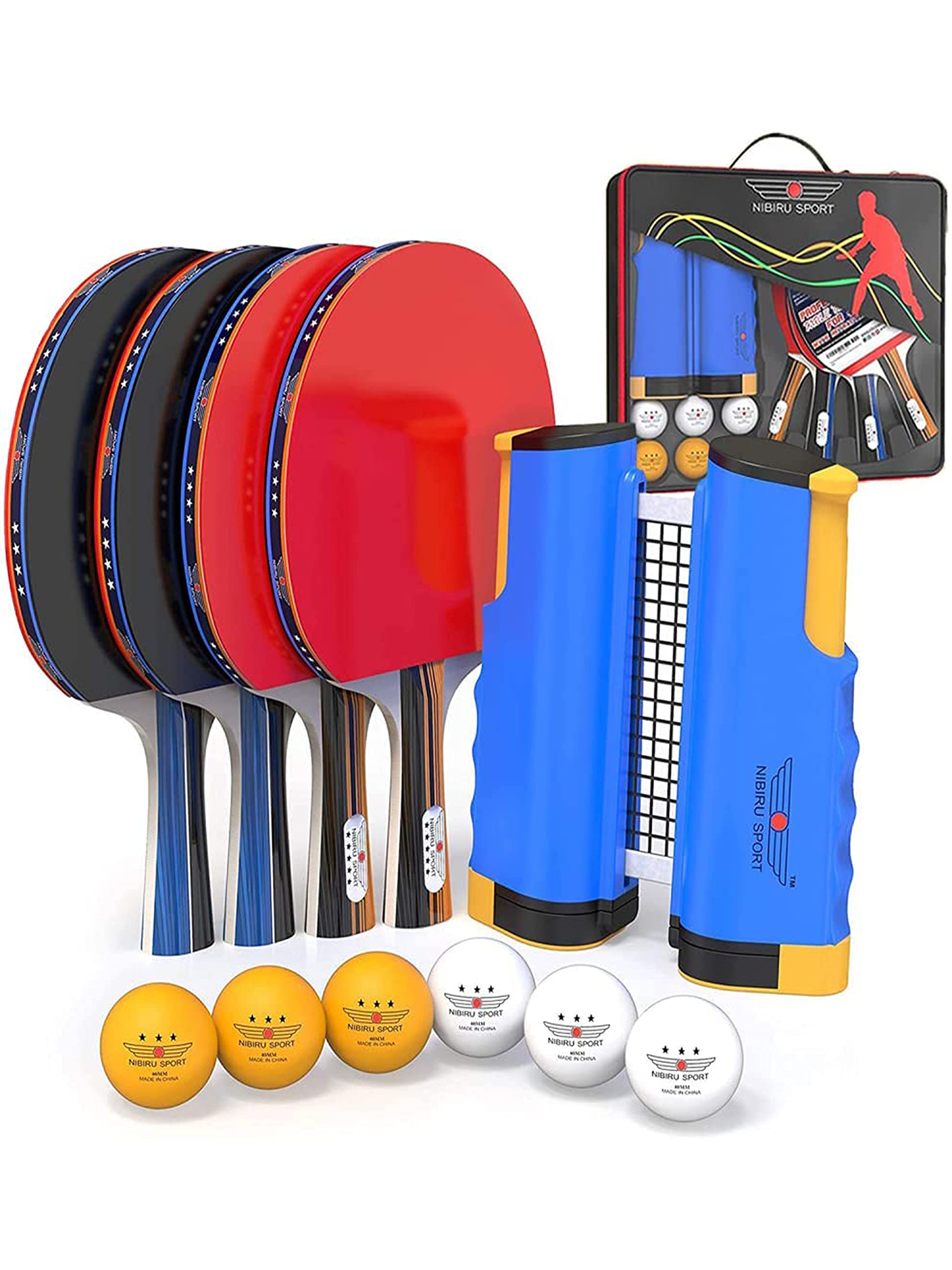 Ping Pong Paddle Set of 4 with Net