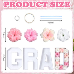 Pink artificial roses included with graduation decor set