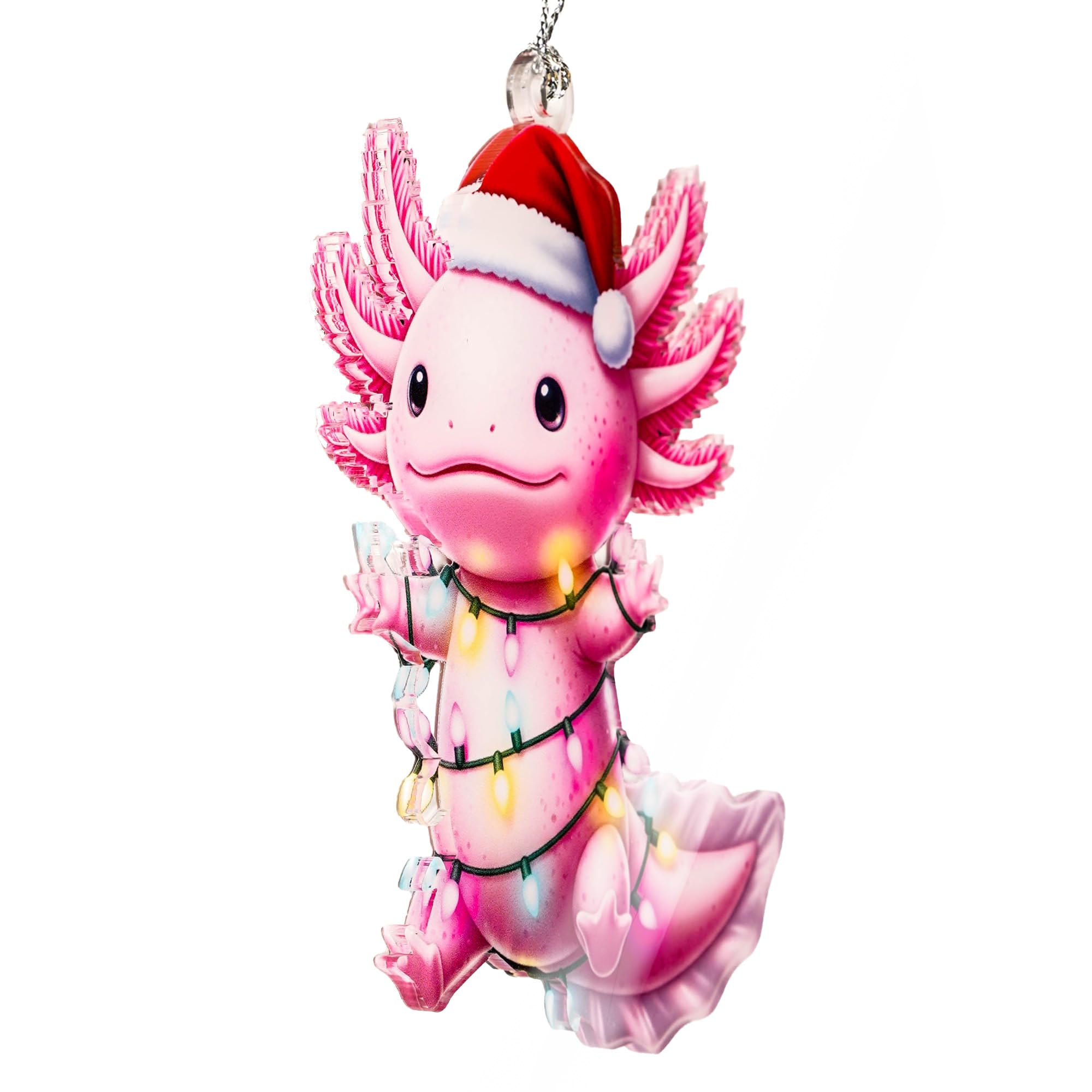 holiday decor pink axolotl ornament story card included