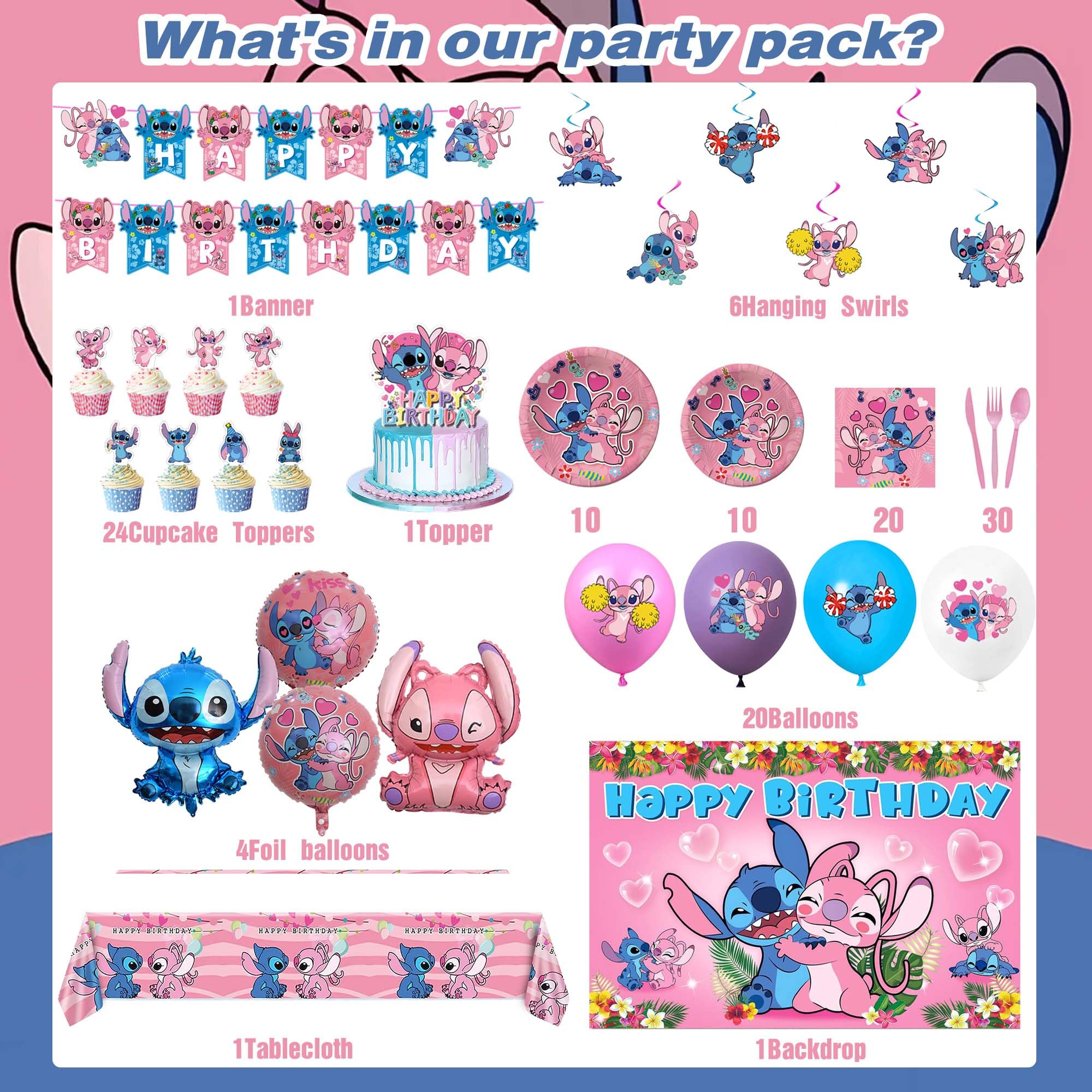 Pink foil balloons from Pink Cartoon Themed Birthday Decorations Set