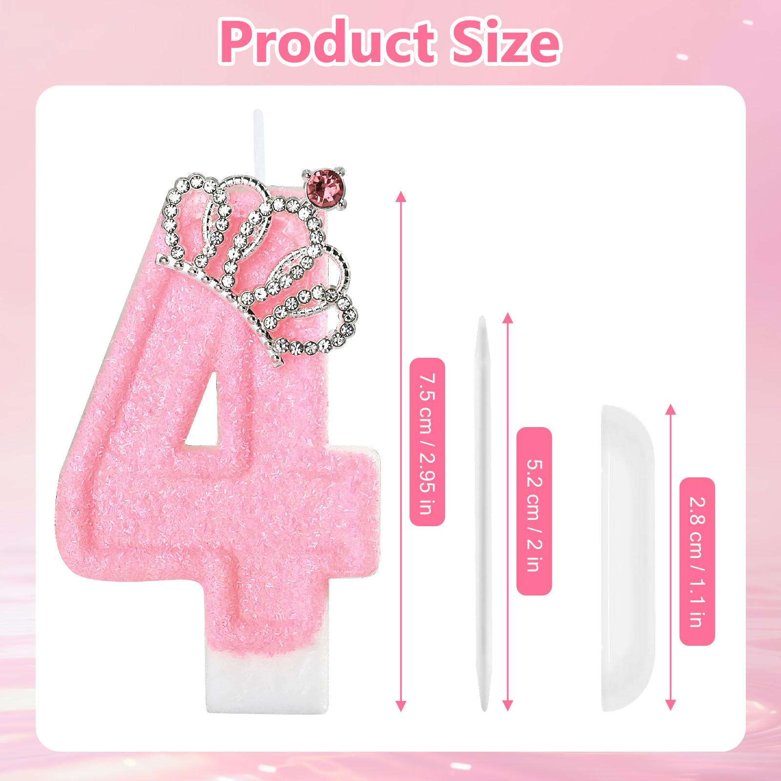 pink birthday cake topper candle crown