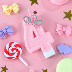 pink birthday candle crown number 4 candle