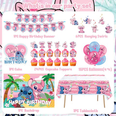Pink Birthday Party Decorations latex and foil balloons arrangement