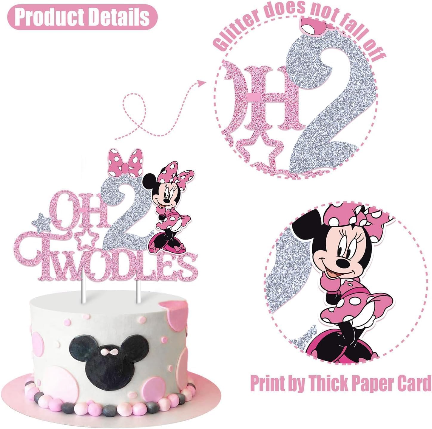 Card stock cake topper with food-grade stick