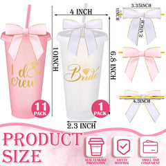 Pink bridesmaid tumbler with bow for wedding party