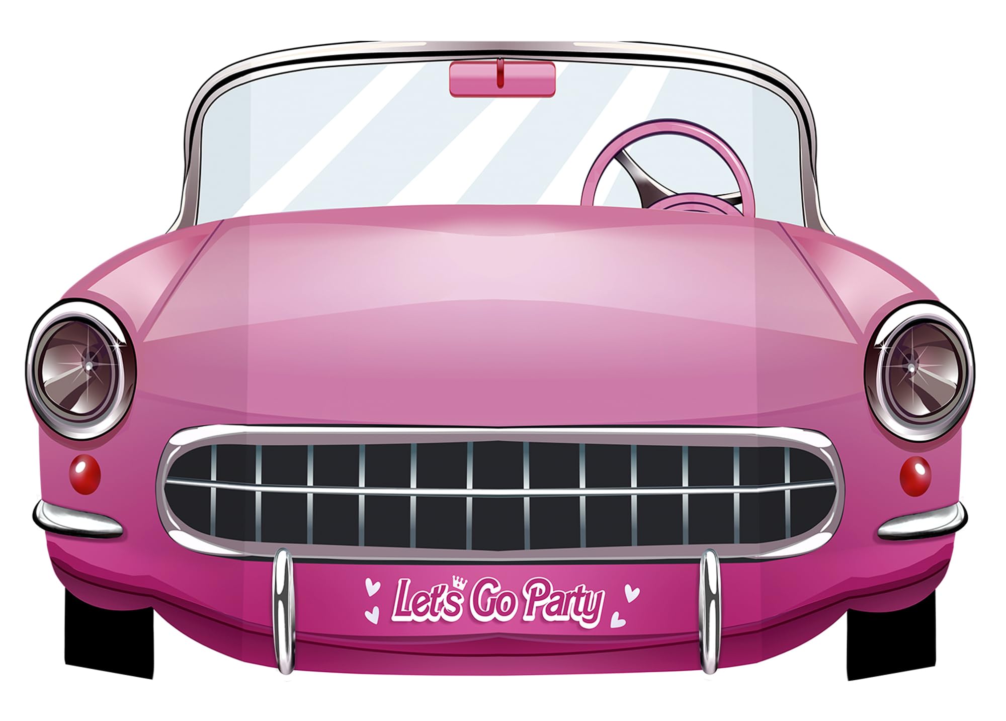 Pink Cars Convertible Photo Booth Props ready to display for Girls Birthday Party